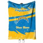 personalized los angeles chargers grunge streaks blue blanket best selling