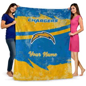 personalized los angeles chargers grunge streaks blue blanket fashion forward