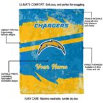personalized los angeles chargers grunge streaks blue blanket best selling