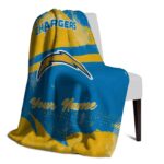 personalized los angeles chargers grunge streaks blue blanket best selling