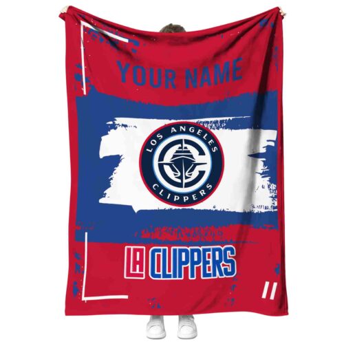 personalized los angeles clippers paint strokes red white blanket best selling