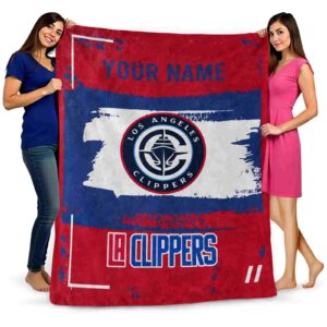 personalized los angeles clippers paint strokes red white blanket fashion forward