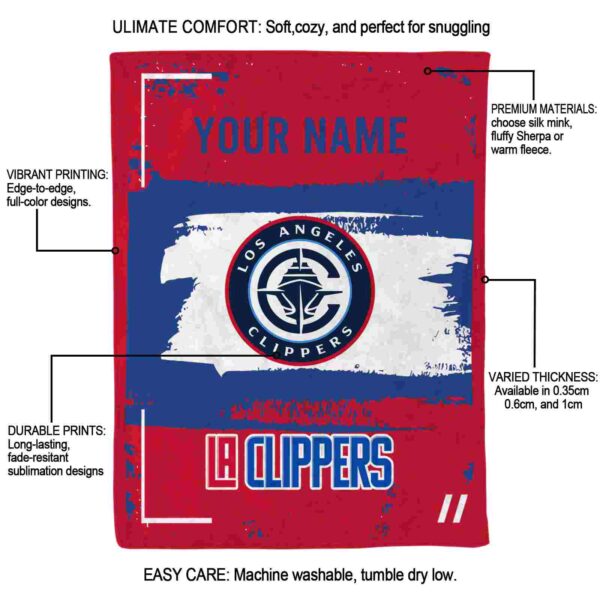 personalized los angeles clippers paint strokes red white blanket new arrival