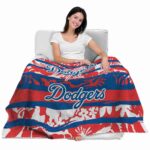personalized los angeles dodgers floral stripes blue white blanket latest model