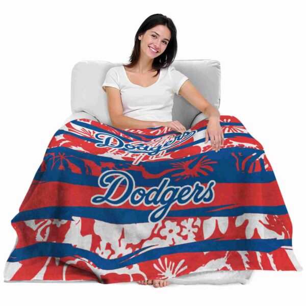 personalized los angeles dodgers floral stripes blue white blanket latest model