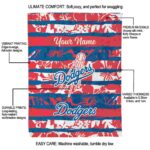 personalized los angeles dodgers floral stripes blue white blanket new arrival