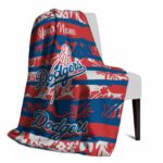 personalized los angeles dodgers floral stripes blue white blanket top rated