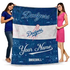 personalized los angeles dodgers grunge texture blue white blanket fashion forward