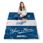 personalized los angeles dodgers grunge texture blue white blanket high quality