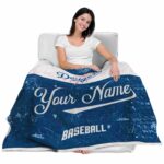 personalized los angeles dodgers grunge texture blue white blanket latest model