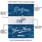 personalized los angeles dodgers grunge texture blue white blanket new arrival
