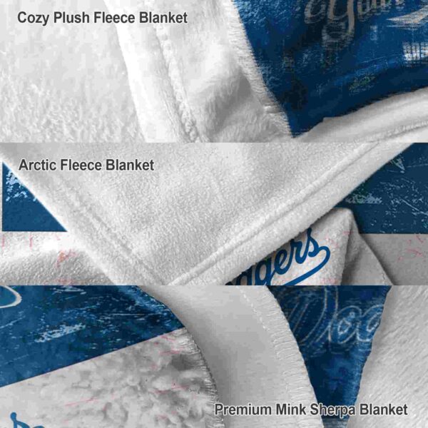 personalized los angeles dodgers grunge texture blue white blanket premium grade