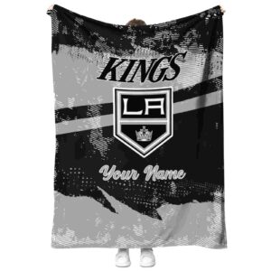 personalized los angeles kings grunge streaks black blanket best selling