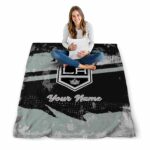 personalized los angeles kings grunge streaks black blanket high quality