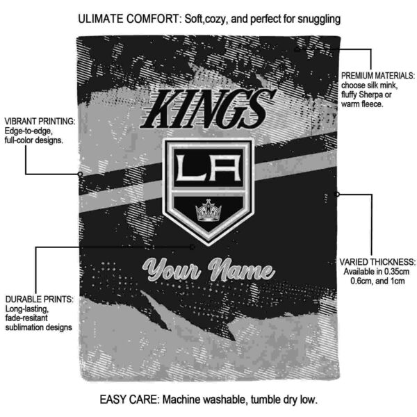 personalized los angeles kings grunge streaks black blanket new arrival