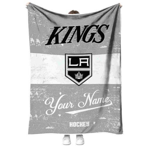 personalized los angeles kings grunge texture black white blanket best selling