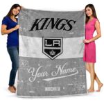 personalized los angeles kings grunge texture black white blanket best selling