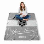 personalized los angeles kings grunge texture black white blanket best selling