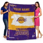 personalized los angeles lakers paint strokes purple white blanket fashion forward