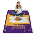 personalized los angeles lakers paint strokes purple white blanket high quality
