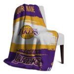 personalized los angeles lakers paint strokes purple white blanket top rated