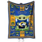 personalized los angeles rams baby yoda blue blanket best selling