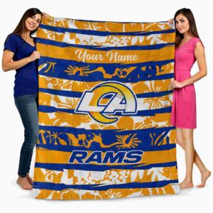 personalized los angeles rams floral stripes blue white blanket fashion forward