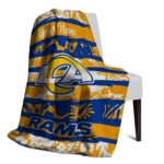 personalized los angeles rams floral stripes blue white blanket best selling