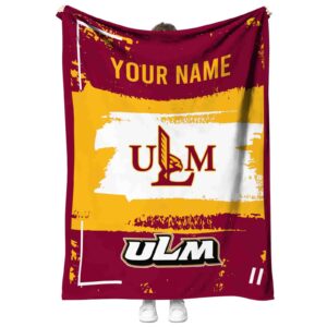 personalized louisiana monroe warhawks paint strokes red white blanket best selling