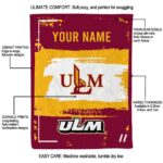 personalized louisiana monroe warhawks paint strokes red white blanket new arrival