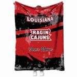 personalized louisiana ragin cajuns grunge streaks red blanket best selling