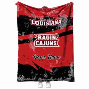 personalized louisiana ragin cajuns grunge streaks red blanket best selling