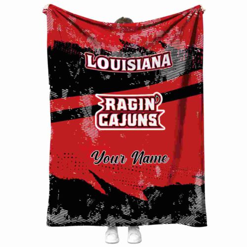personalized louisiana ragin cajuns grunge streaks red blanket best selling