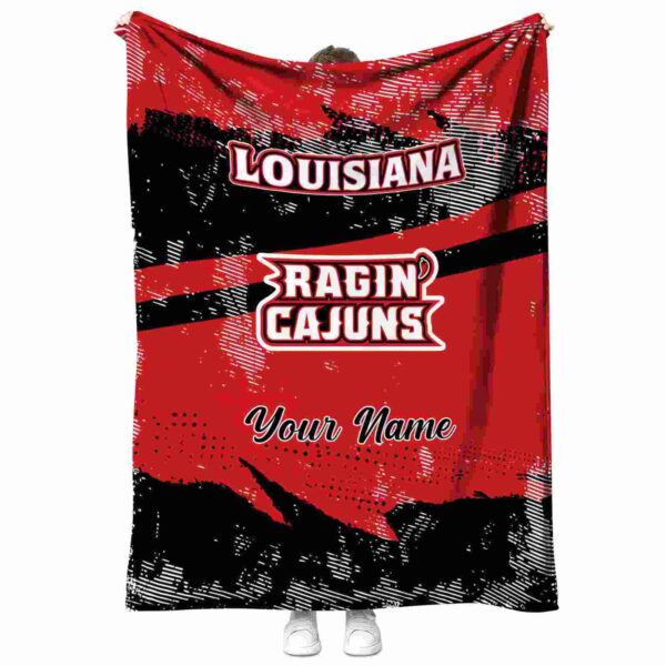 personalized louisiana ragin cajuns grunge streaks red blanket best selling