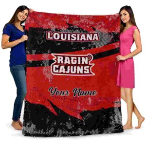 personalized louisiana ragin cajuns grunge streaks red blanket fashion forward