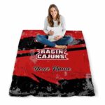 personalized louisiana ragin cajuns grunge streaks red blanket high quality