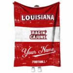 personalized louisiana ragin cajuns grunge texture red white blanket best selling