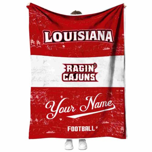 personalized louisiana ragin cajuns grunge texture red white blanket best selling