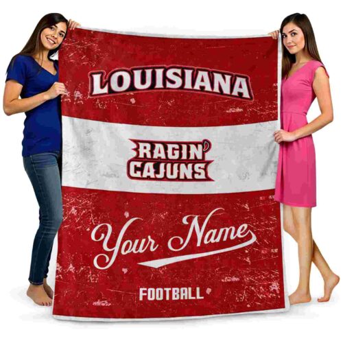 personalized louisiana ragin cajuns grunge texture red white blanket fashion forward