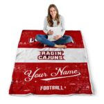 personalized louisiana ragin cajuns grunge texture red white blanket best selling