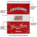 personalized louisiana ragin cajuns grunge texture red white blanket best selling