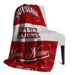 personalized louisiana ragin cajuns grunge texture red white blanket best selling