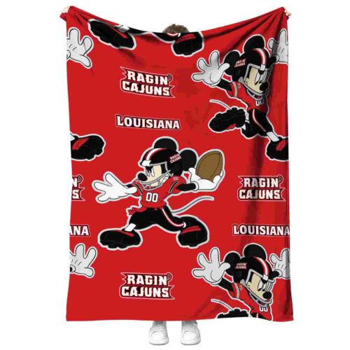 personalized louisiana ragin cajuns mickey red blanket best selling