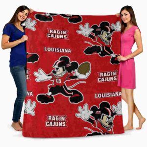personalized louisiana ragin cajuns mickey red blanket fashion forward