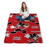 personalized louisiana ragin cajuns mickey red blanket high quality