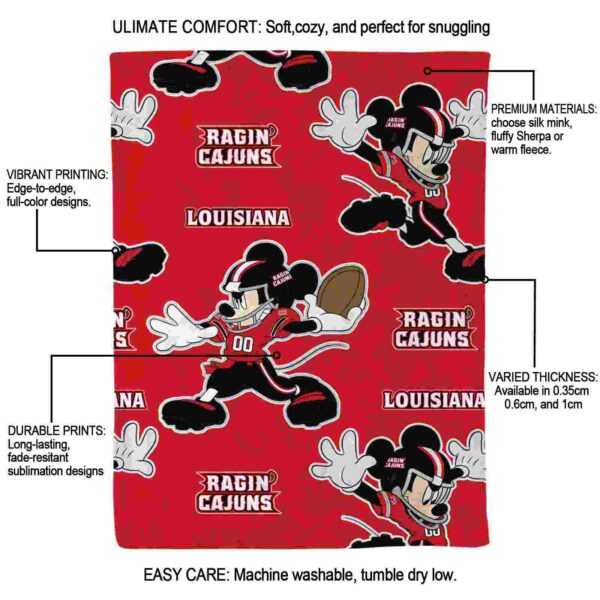 personalized louisiana ragin cajuns mickey red blanket new arrival