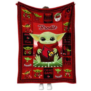 personalized louisville cardinals baby yoda red blanket best selling