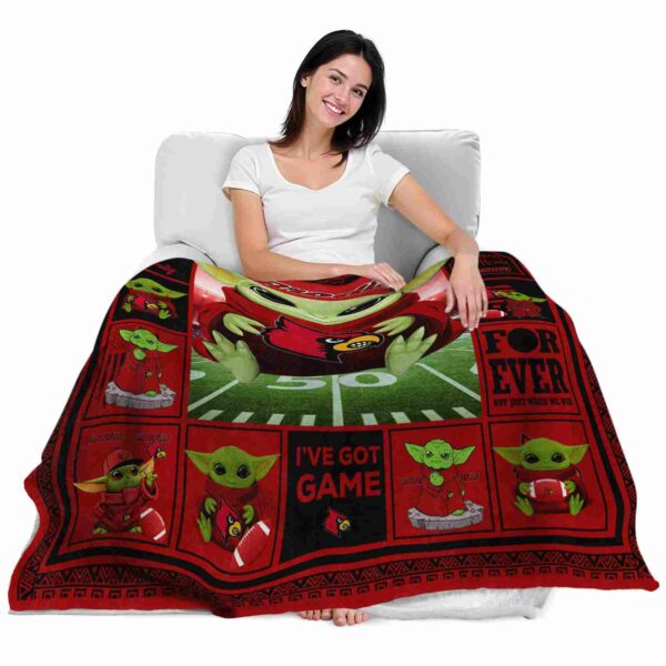 personalized louisville cardinals baby yoda red blanket latest model