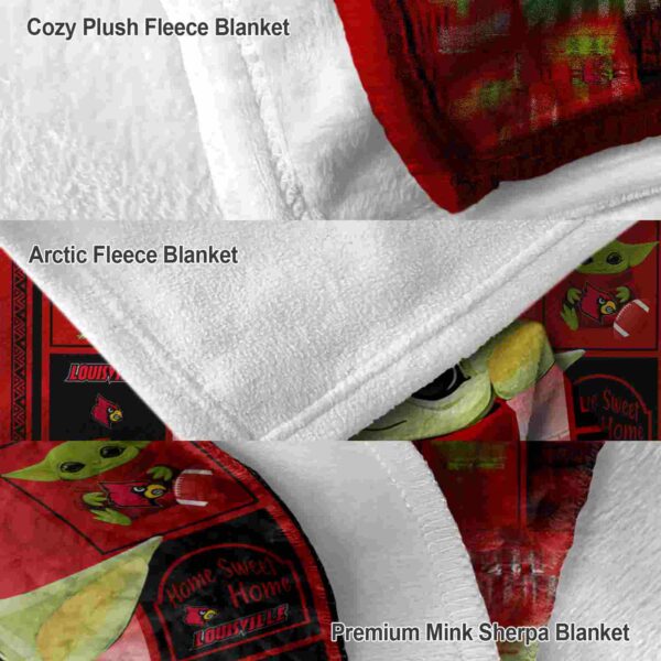 personalized louisville cardinals baby yoda red blanket premium grade