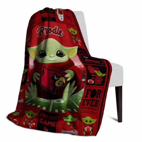 personalized louisville cardinals baby yoda red blanket top rated